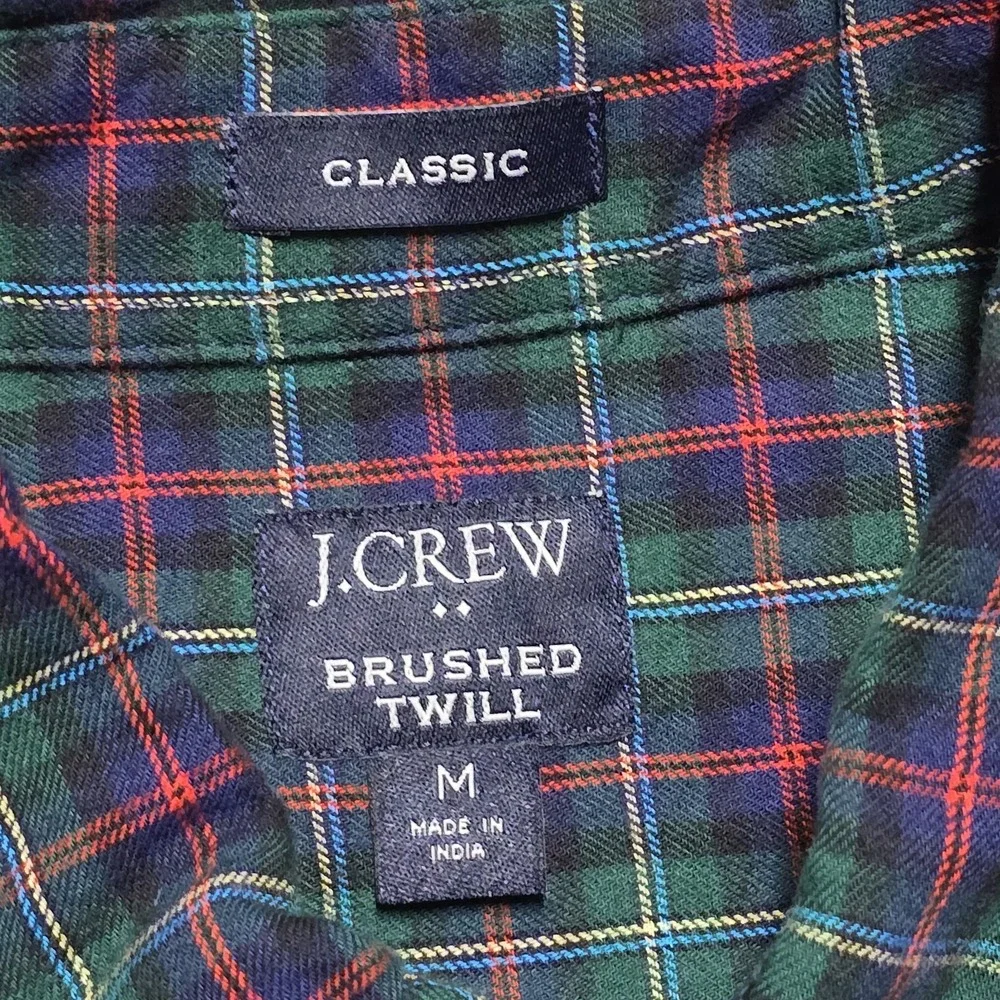 J.Crew Brushed Twill Button Down Shirt Mens M Tartan Plaid Classic Fit Cotton